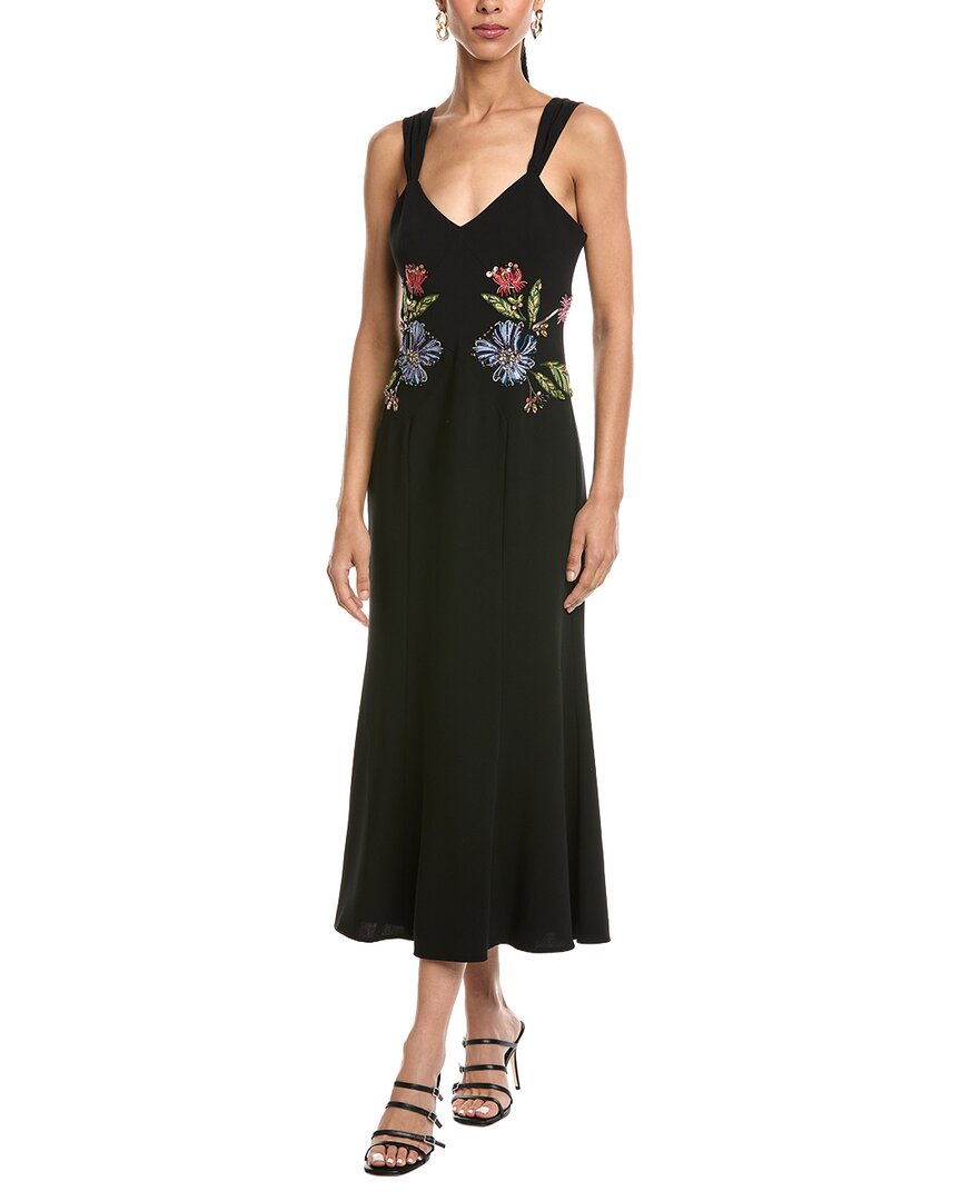 Cinq À Sept Floral Mixed Media Andre Midi Dress
