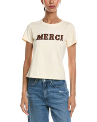 Cinq À Sept Merci Leather Applique Shrunken T-Shirt