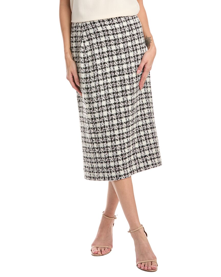 St. John Plaid Wool-Blend Pencil Skirt