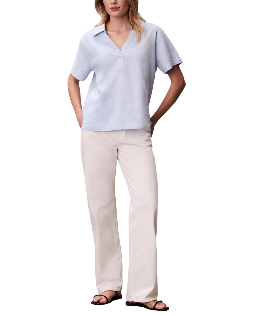 Calvin Klein Linen-Blend Polo T-Shirt
