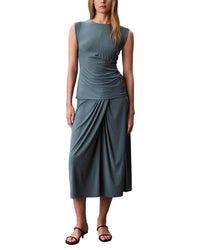 Calvin Klein Crepe Rib Ruched Tank Top