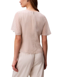 Calvin Klein Printed Chiffon Flutter Sleeve Top