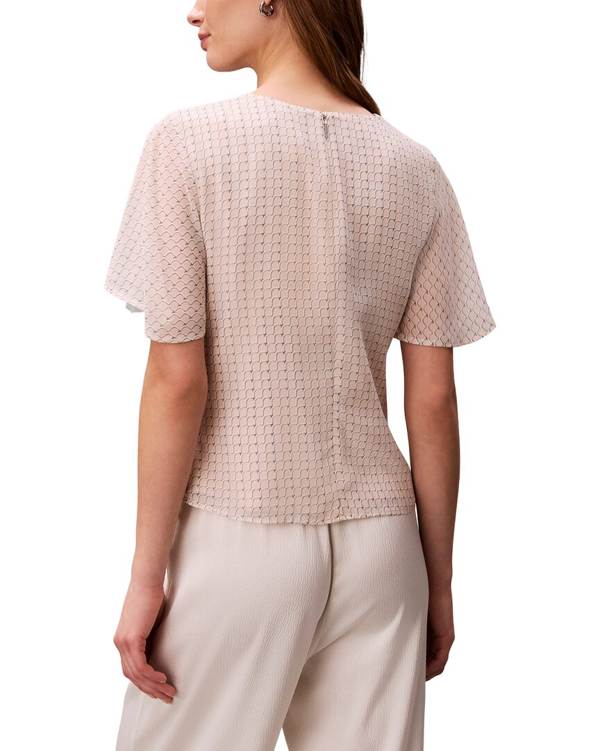 Calvin Klein Printed Chiffon Flutter Sleeve Top