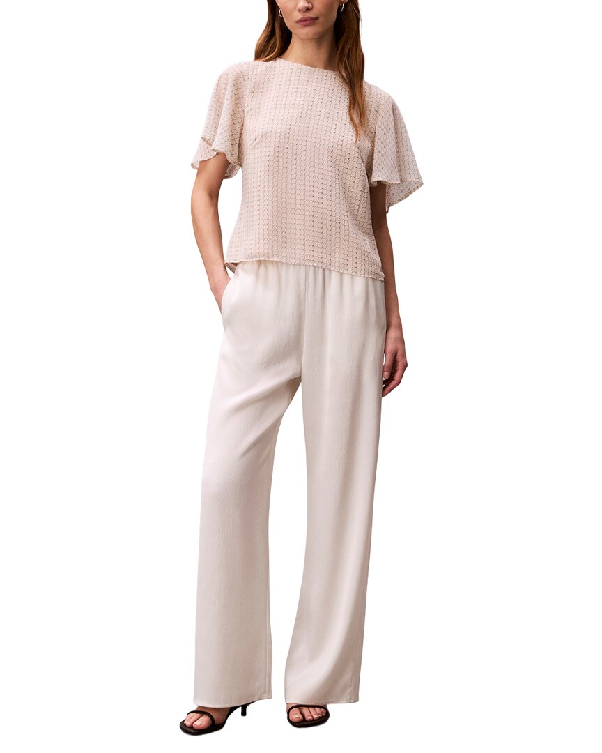 Calvin Klein Printed Chiffon Flutter Sleeve Top