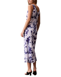 Calvin Klein Printed Chiffon Cowl Neck Maxi Dress