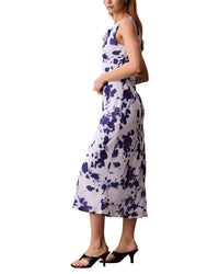 Calvin Klein Printed Chiffon Cowl Neck Maxi Dress