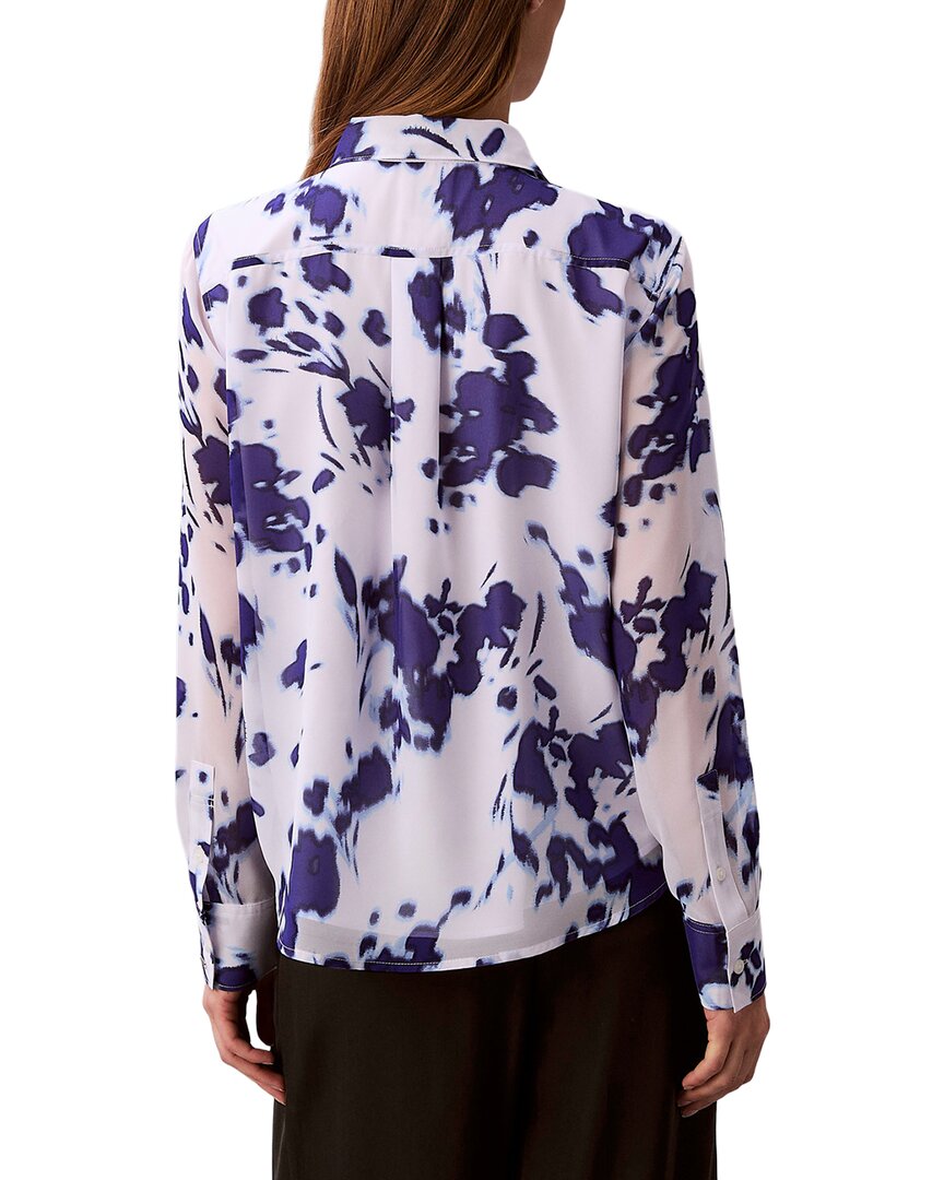 Calvin Klein Chiffon Print Relaxed Button-Down Shirt
