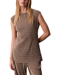 Calvin Klein Printed Plisse Boat Neck Tunic