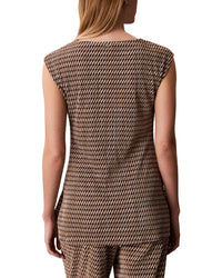 Calvin Klein Printed Plisse Boat Neck Tunic
