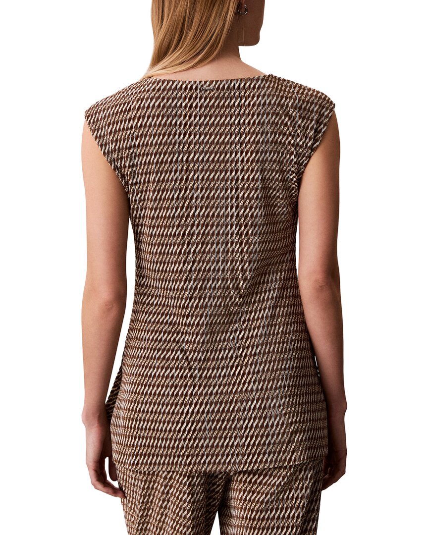 Calvin Klein Printed Plisse Boat Neck Tunic