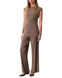Calvin Klein Printed Plisse Boat Neck Tunic