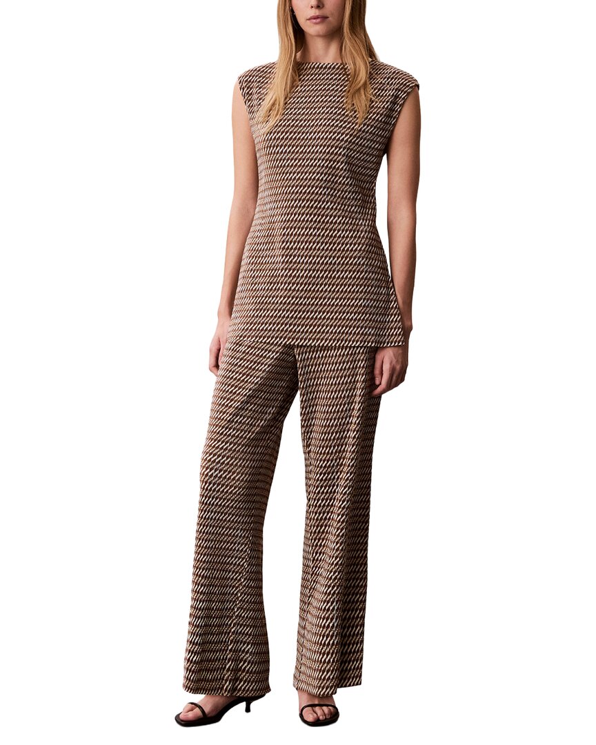 Calvin Klein Printed Plisse Wide Leg Pant