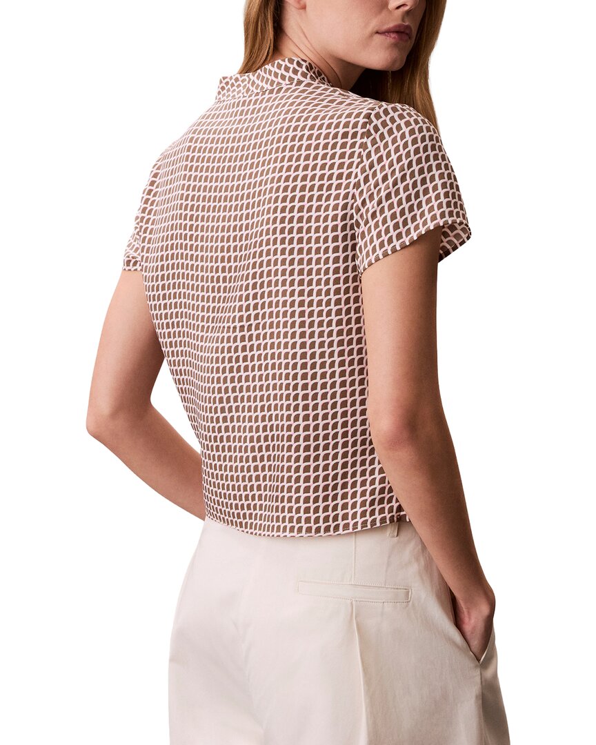 Calvin Klein Crepe Print Wrap Top