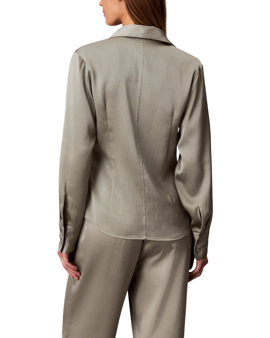 Calvin Klein Hammered Satin Fitted Shirt