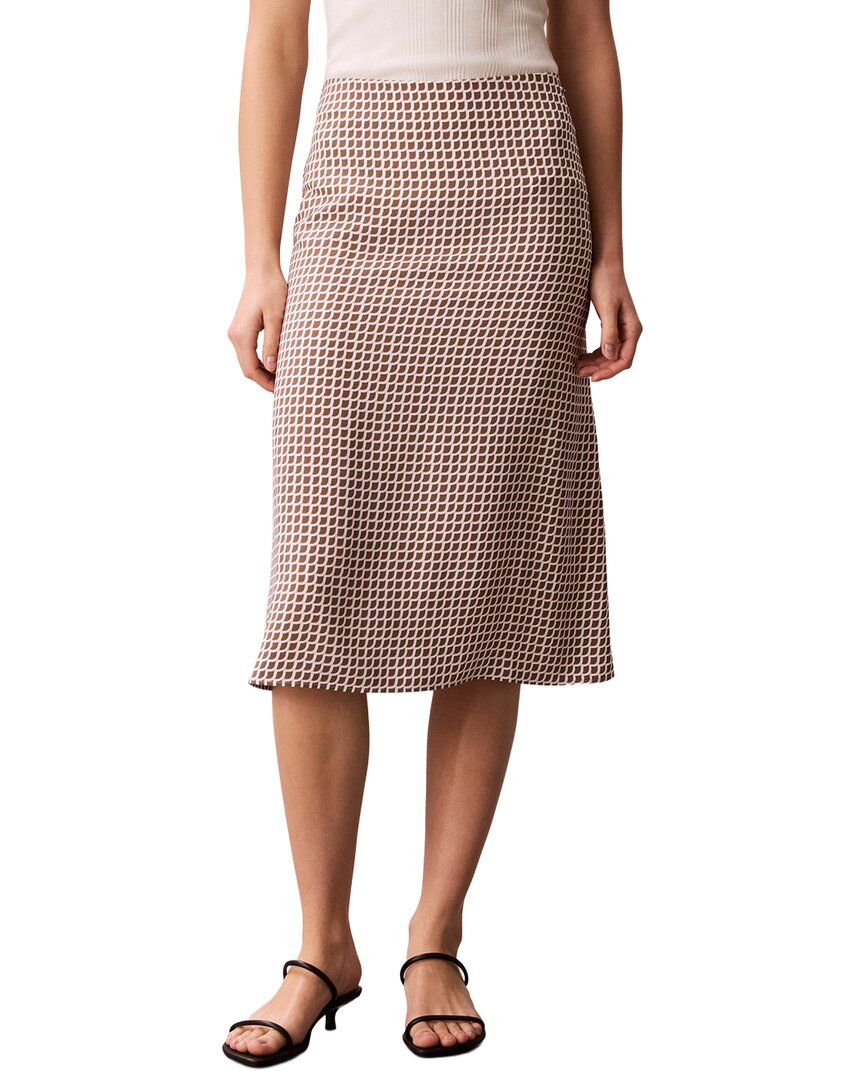 Calvin Klein Crepe Print Midi Skirt
