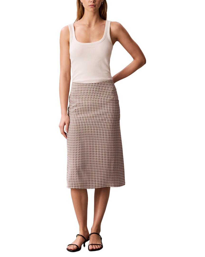 Calvin Klein Crepe Print Midi Skirt