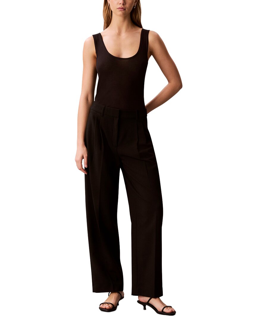 Calvin Klein Smooth Stretch Pleated Wide Leg Pant