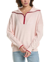 Brodie Cashmere Brodie Cashmere Tipped 1/2-Zip Cashmere-Blend Pullover