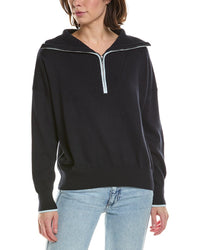 Brodie Cashmere Brodie Cashmere Tipped 1/2-Zip Cashmere-Blend Pullover