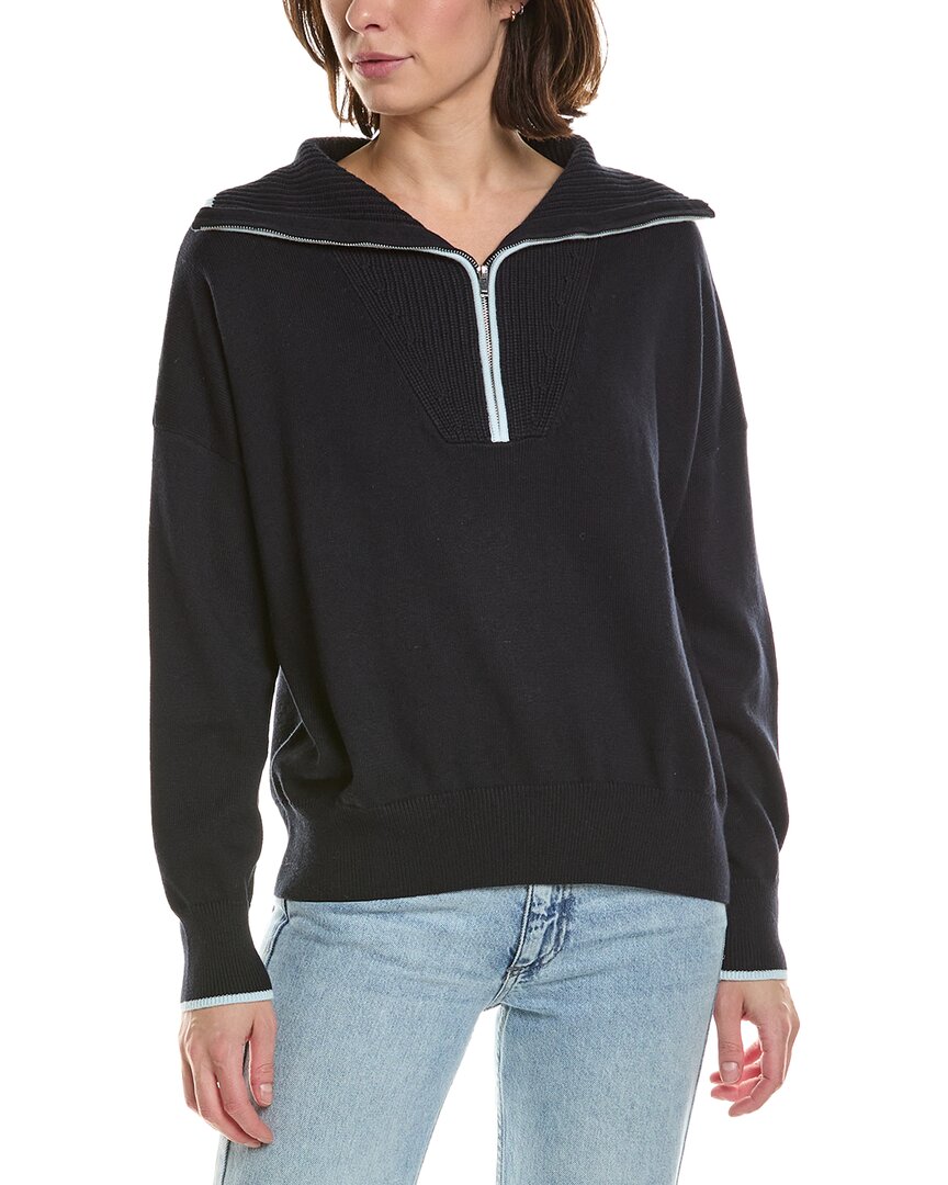 Brodie Cashmere Brodie Cashmere Tipped 1/2-Zip Cashmere-Blend Pullover