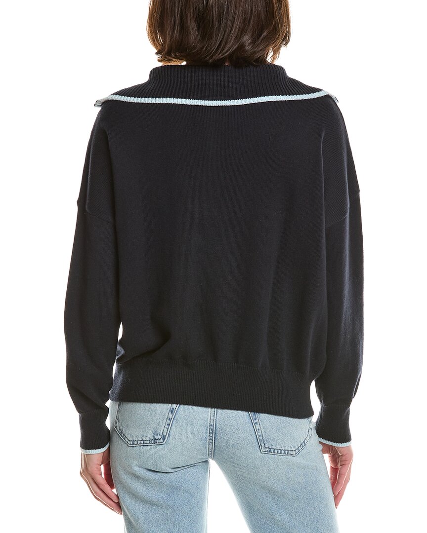 Brodie Cashmere Brodie Cashmere Tipped 1/2-Zip Cashmere-Blend Pullover