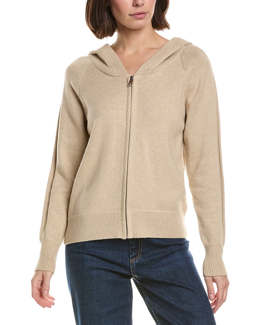 Brodie Cashmere Ribbed Zip Up Cashmere-Blend Hoodie