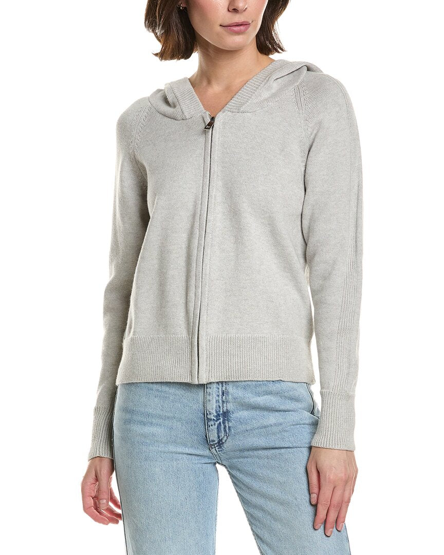 Brodie Cashmere Brodie Cashmere Ribbed Zip Up Cashmere-Blend Hoodie