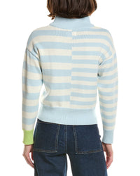 Brodie Cashmere Mix Stripe 1/2-Zip Cashmere-Blend Pullover