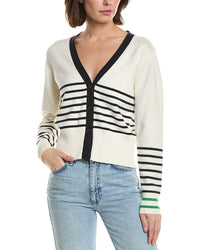 Brodie Cashmere Irregular Stripe Cashmere-Blend Cardigan