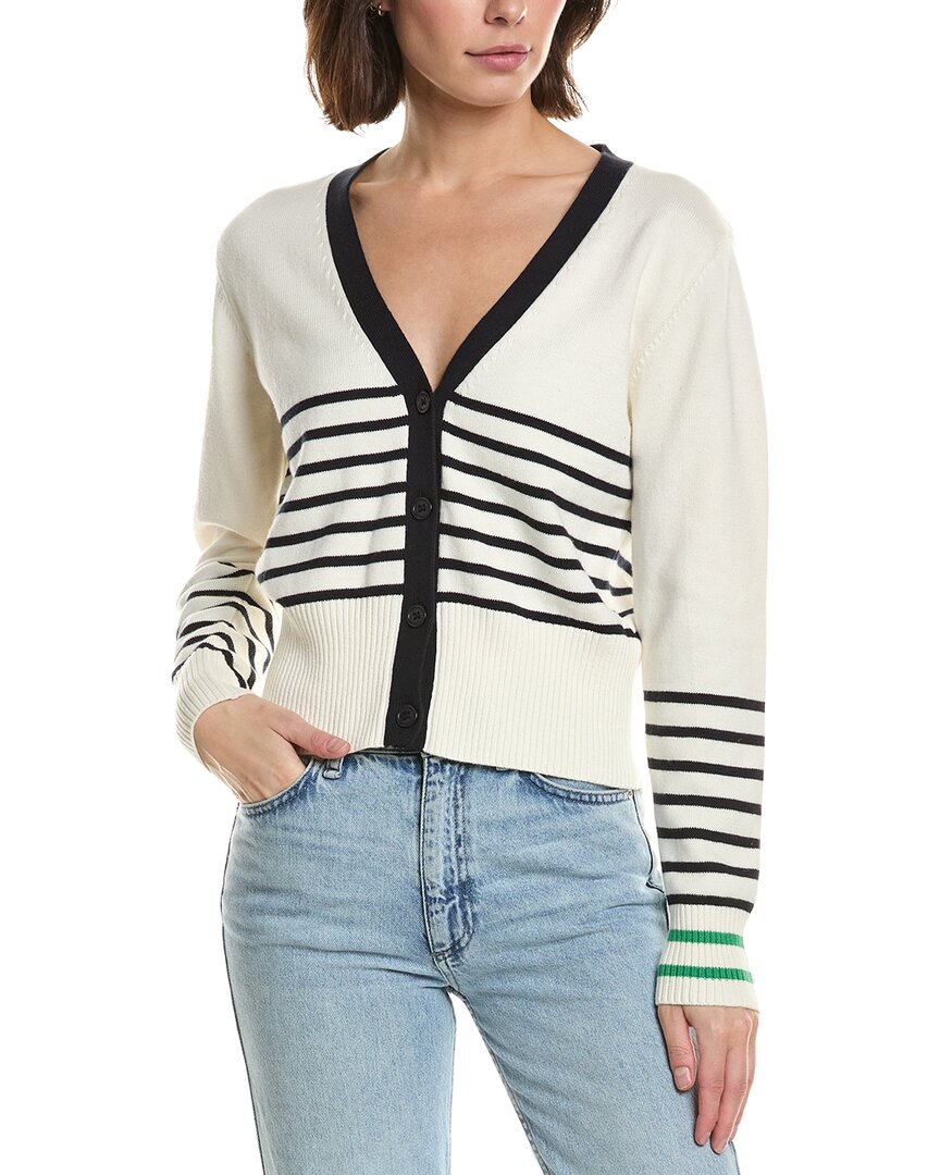 Brodie Cashmere Irregular Stripe Cashmere-Blend Cardigan