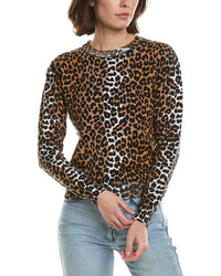 Brodie Cashmere Leopard Crewneck Cashmere-Blend Sweater