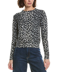 Brodie Cashmere Brodie Cashmere Leopard Crewneck Cashmere-Blend Sweater
