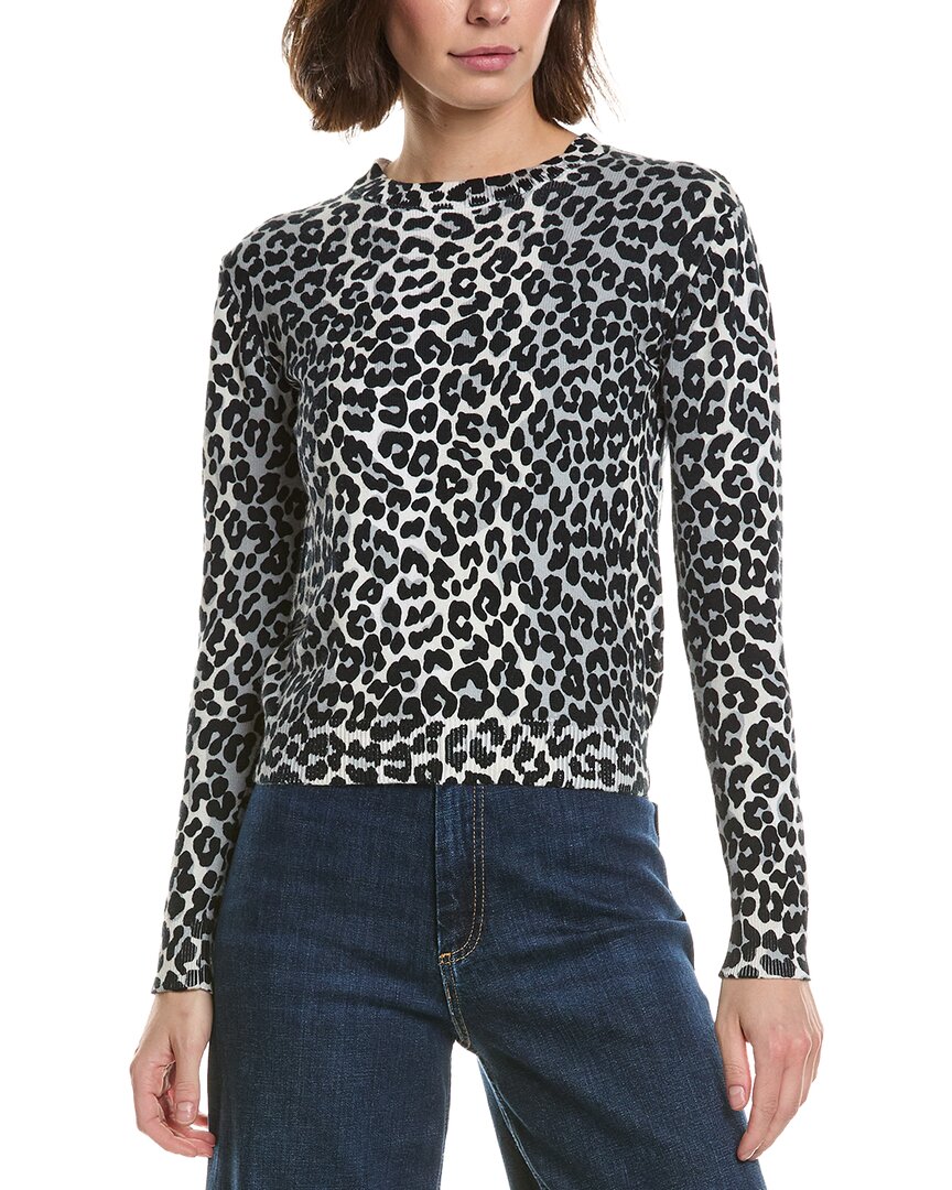 Brodie Cashmere Brodie Cashmere Leopard Crewneck Cashmere-Blend Sweater