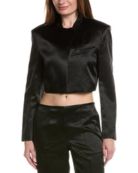 Helmut Lang Crop Textured Satin Blazer