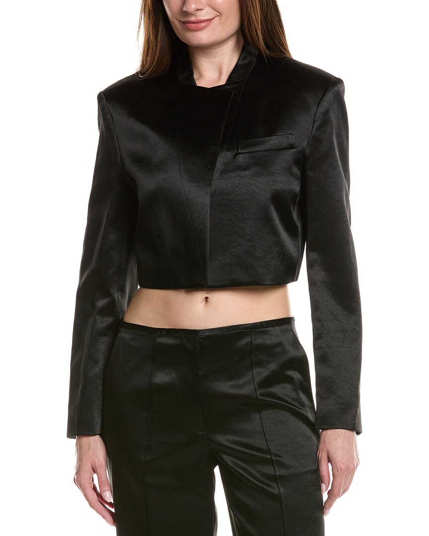 Helmut Lang Crop Textured Satin Blazer