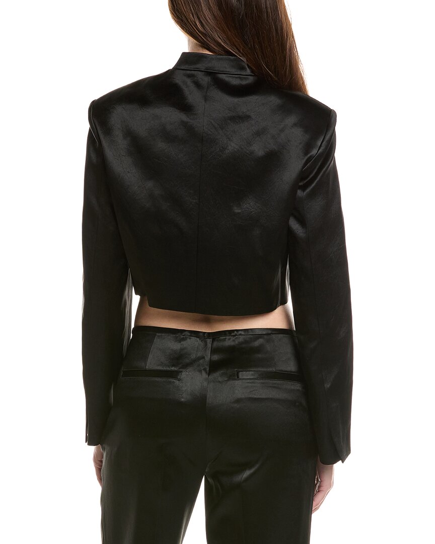 Helmut Lang Crop Textured Satin Blazer
