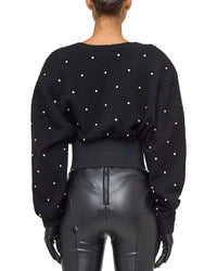 Ronny Kobo Ronny Kobo Wool-Blend Corin Crystal Knit V-Neck Top
