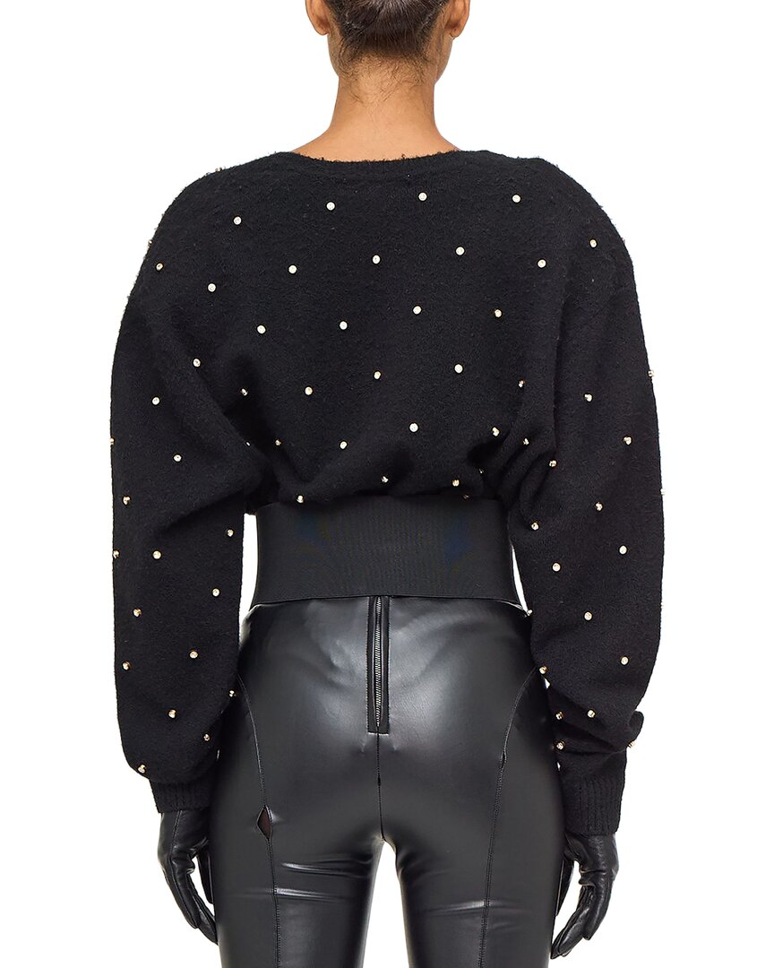 Ronny Kobo Ronny Kobo Wool-Blend Corin Crystal Knit V-Neck Top