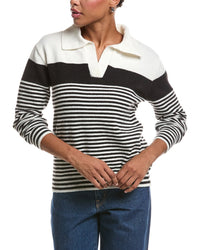 Joseph A. Joseph A. Stripe Johnny Collar Sweater