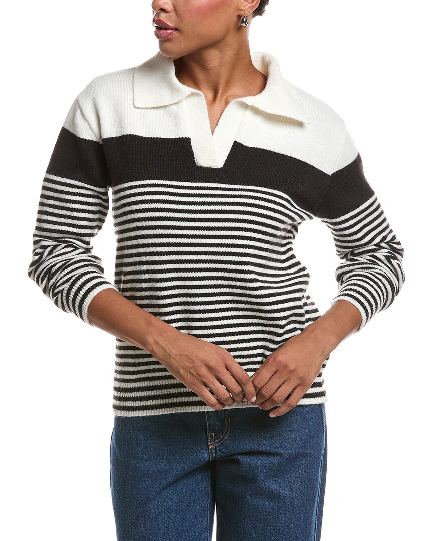 Joseph A. Joseph A. Stripe Johnny Collar Sweater