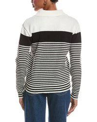 Joseph A. Joseph A. Stripe Johnny Collar Sweater