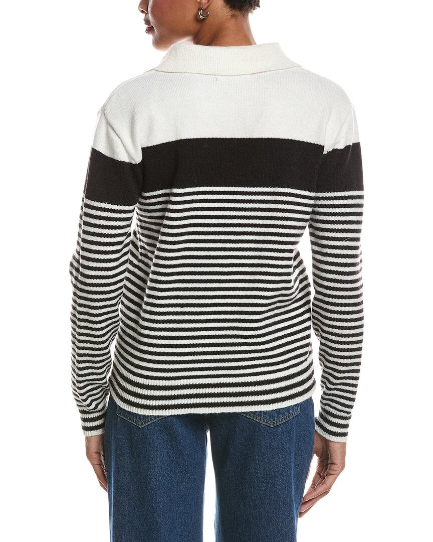 Joseph A. Joseph A. Stripe Johnny Collar Sweater