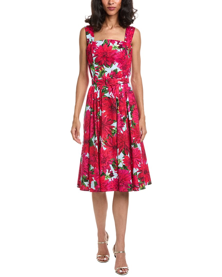 Oscar De La Renta Square Neck Dahlia Poplin Dress