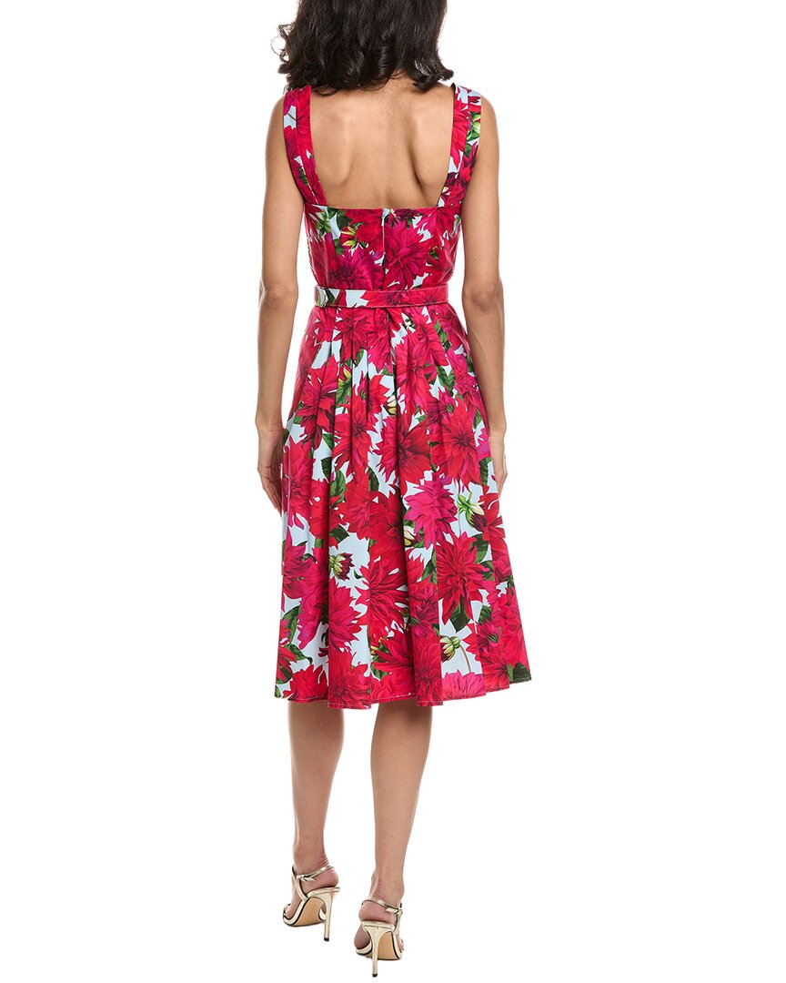 Oscar De La Renta Square Neck Dahlia Poplin Dress