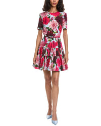 Oscar De La Renta Tiered Skirt Poplin Dress