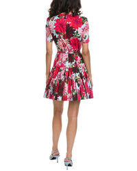 Oscar De La Renta Tiered Skirt Poplin Dress