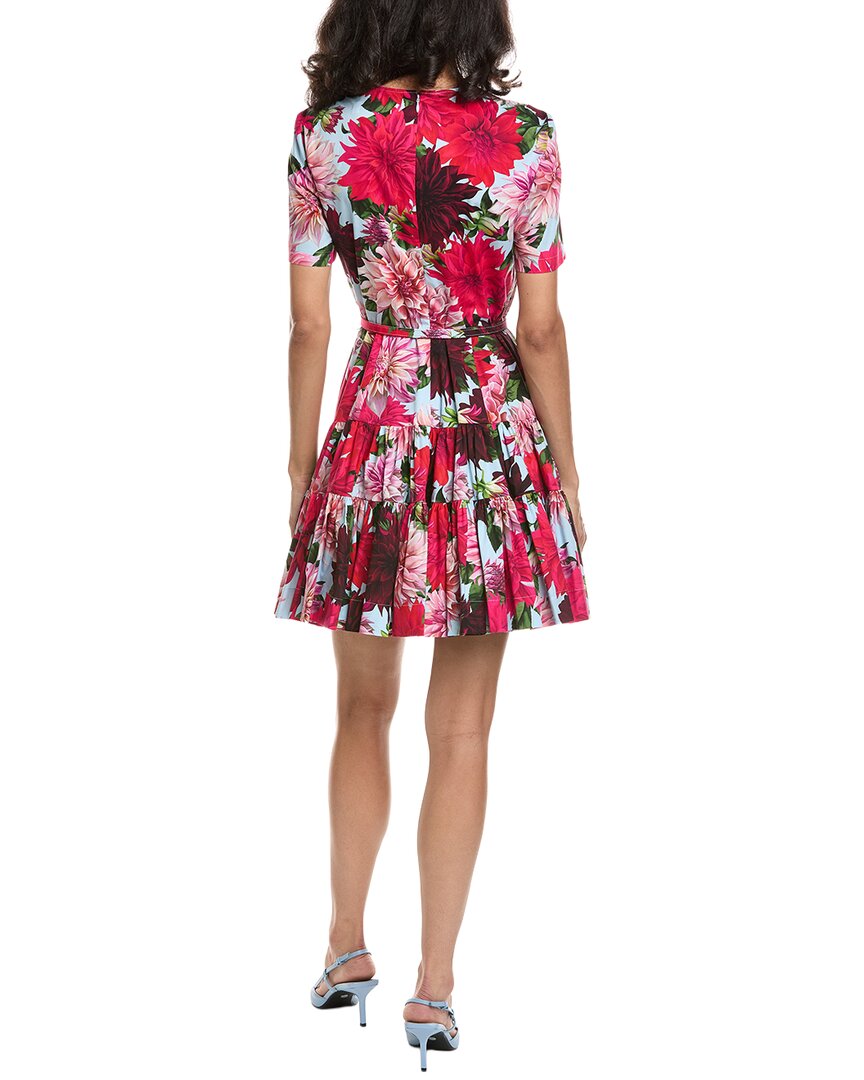 Oscar De La Renta Tiered Skirt Poplin Dress