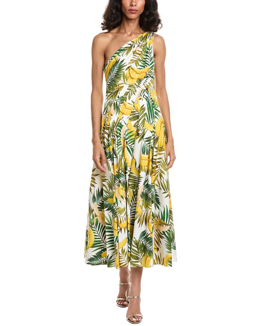 Oscar De La Renta Banana One-Shoulder Dress
