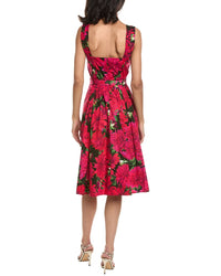 Oscar De La Renta Square Neck Dahlia Poplin Dress