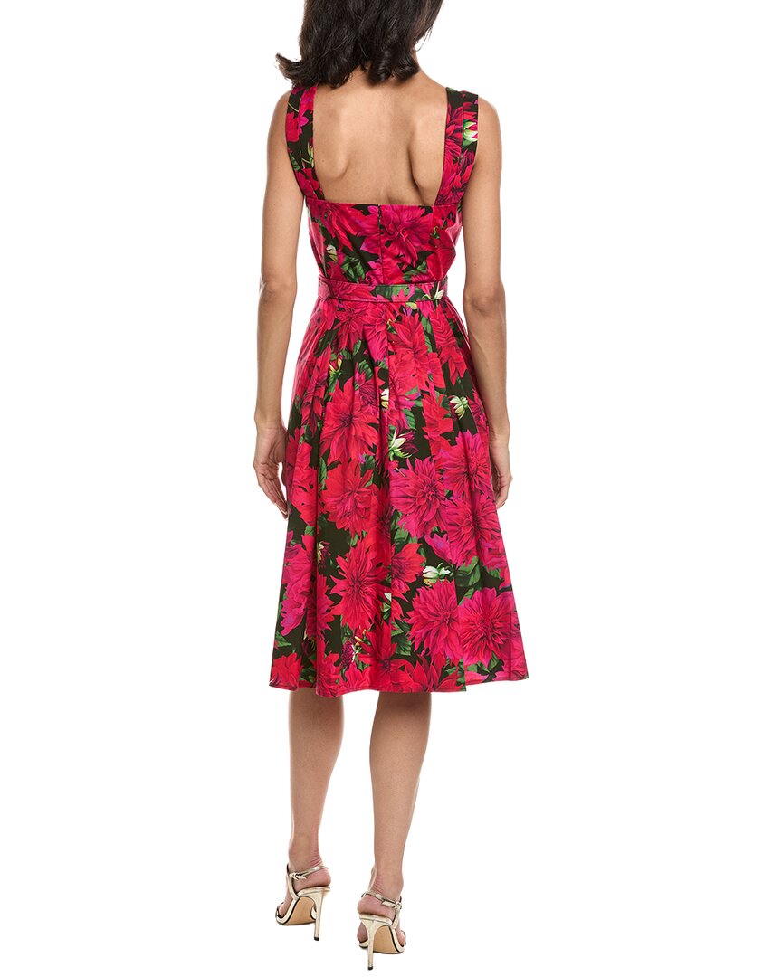 Oscar De La Renta Square Neck Dahlia Poplin Dress
